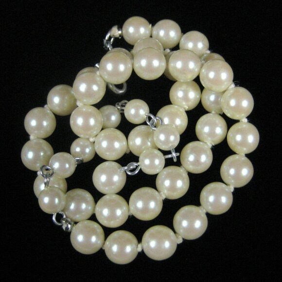 Necklace 13 In Collar Choker Imitation Pearl Beaded Jewelry Vintage 60s 50s - Picture 8 of 9